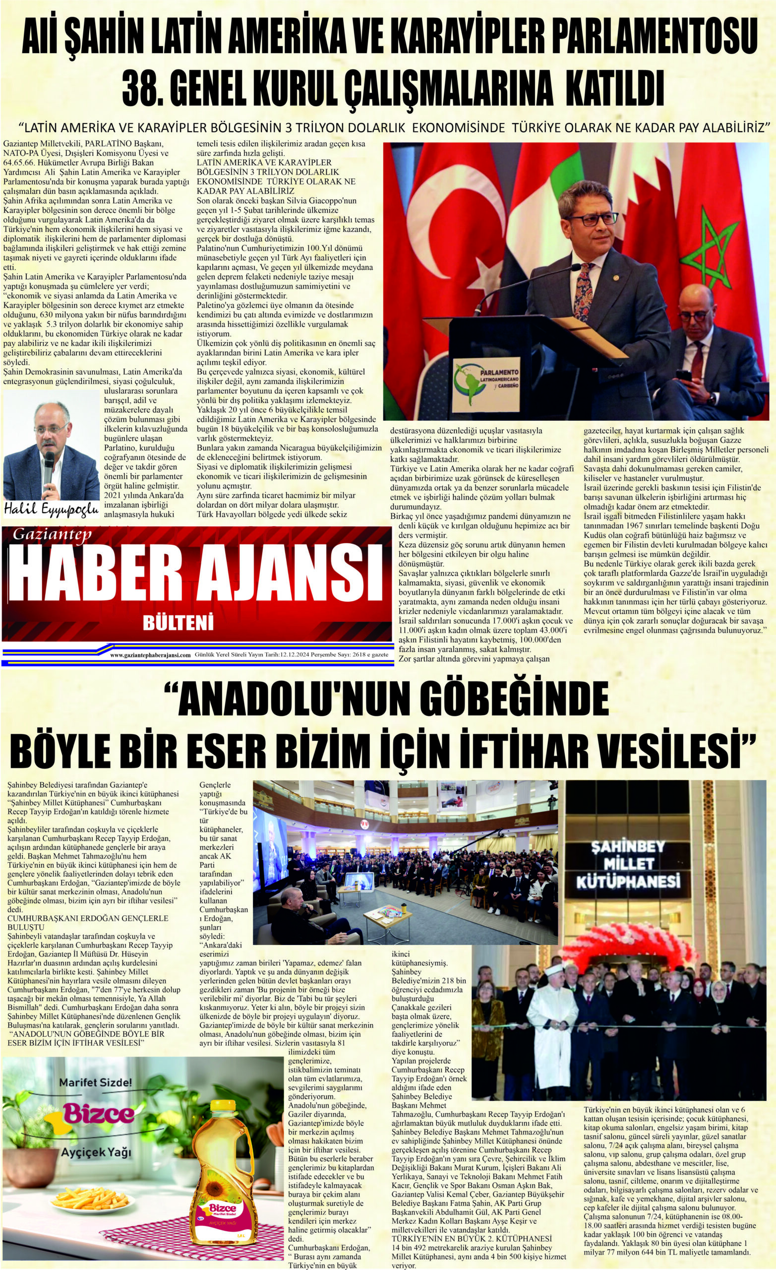 Gaziantep Haber Ajansı Bülteni Perşembe 12.12.2024 e gazete