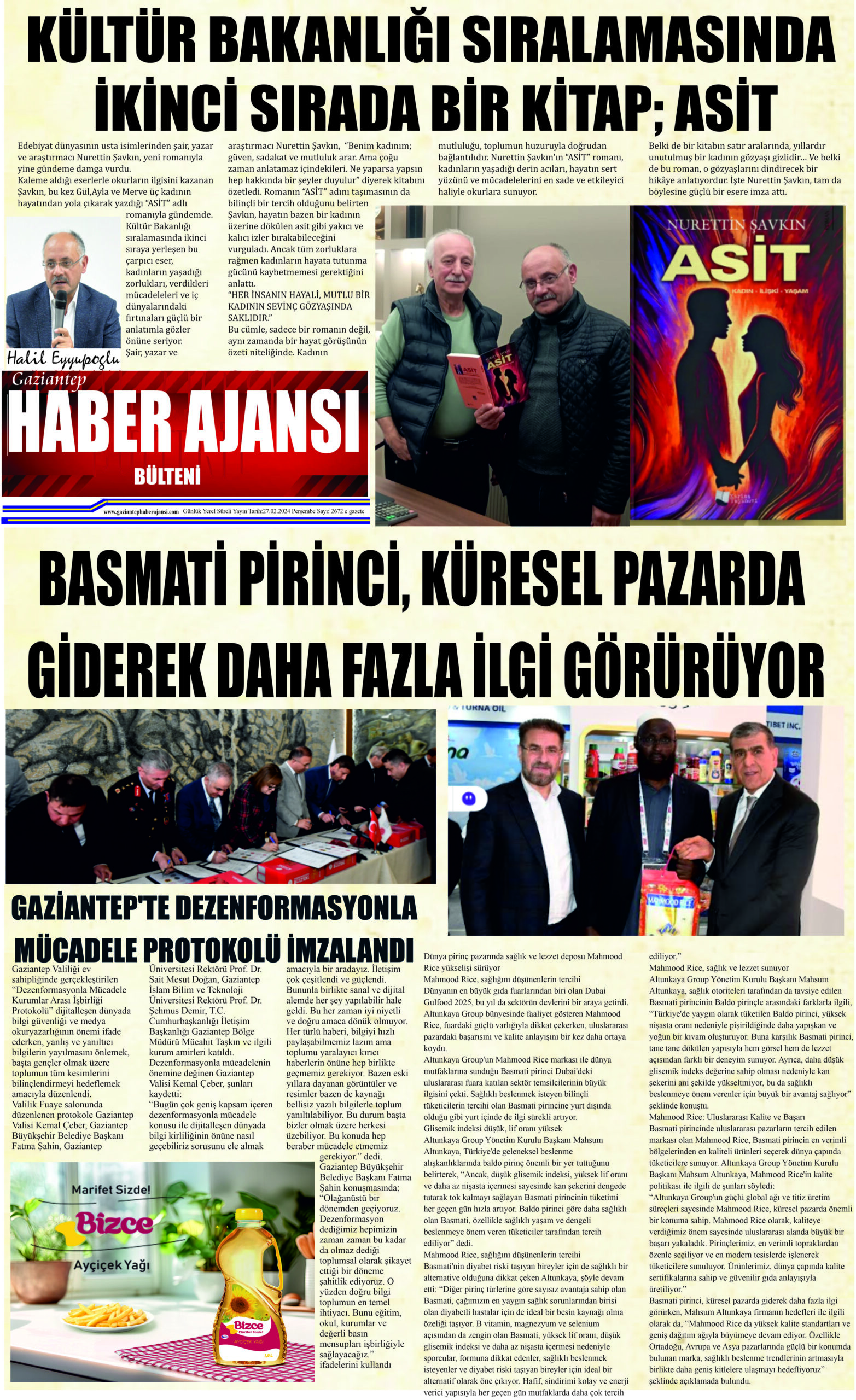 Gaziantep Haber Ajansı Bülteni Perşembe 27.02.2024 e gazete