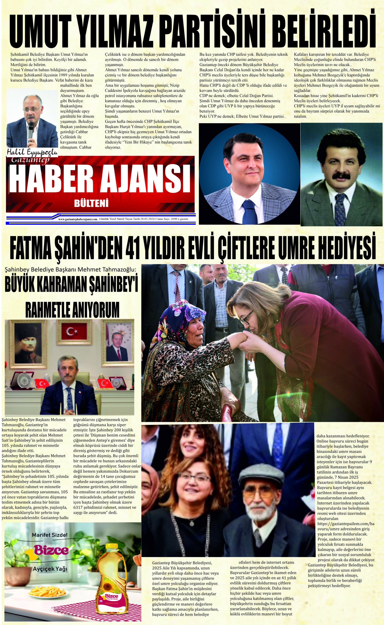 Gaziantep Haber Ajansı Bülteni Cuma 28.03.2024 e gazete