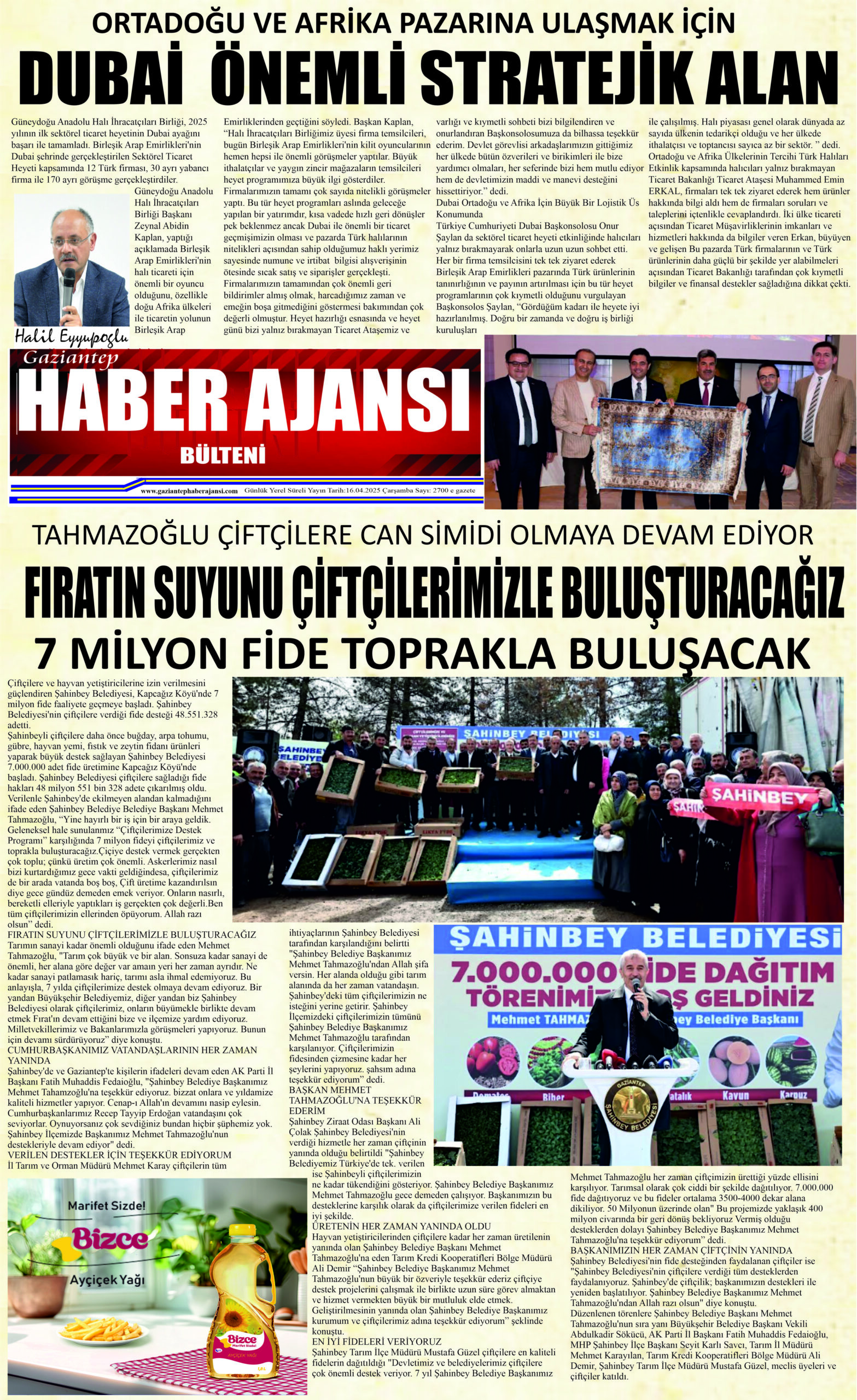Gaziantep Haber Ajansı Bülteni Çarşamba 16.04.2025 e gazete