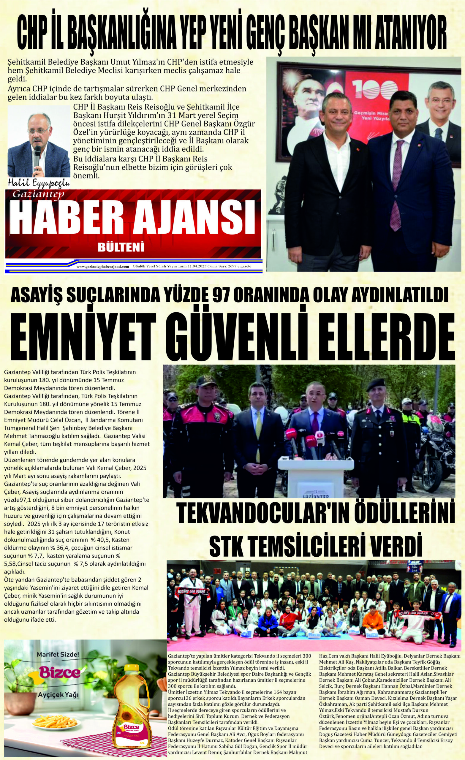 Gaziantep Haber Ajansı Bülteni Cuma 11.04.2025 e gazete