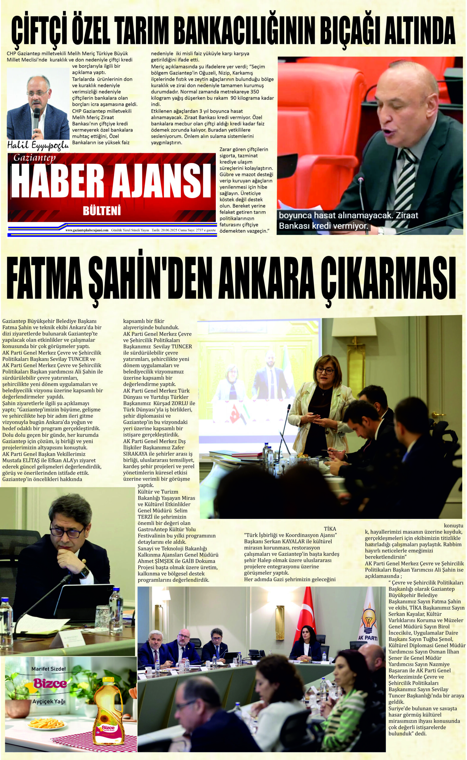 Gaziantep Haber Ajansı Bülteni Cuma 20.06.2025 e gazete