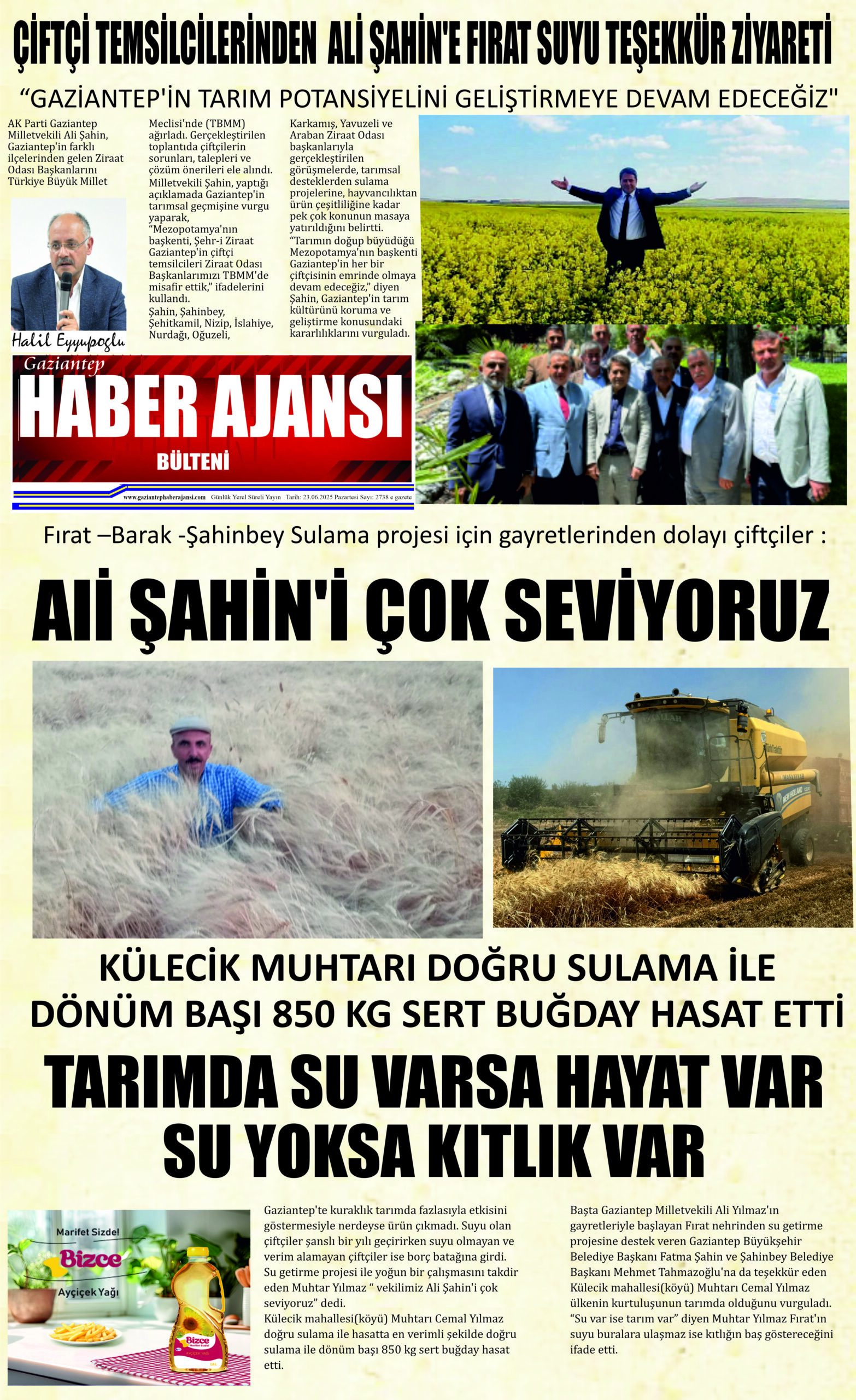 Gaziantep Haber Ajansı Bülteni Pazartesi 23.06.2025 e gazete