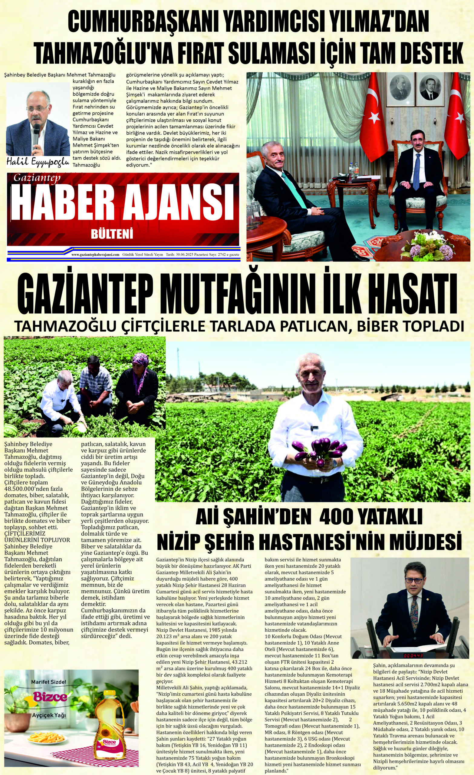Gaziantep Haber Ajansı Bülteni Pazartesi 30.06.2025 e gazete