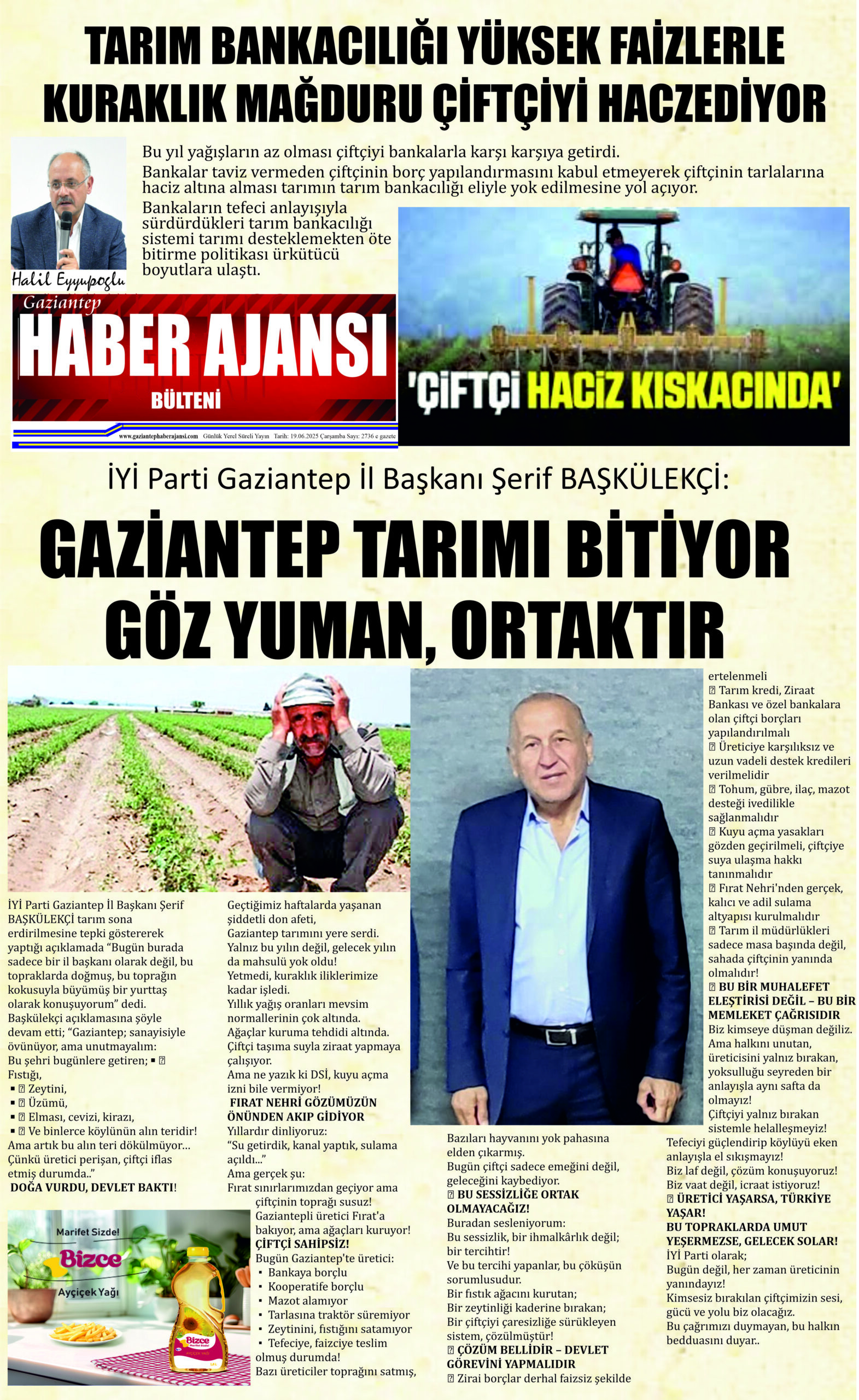Gaziantep Haber Ajansı Bülteni Perşembe 19.06.2025 e gazete