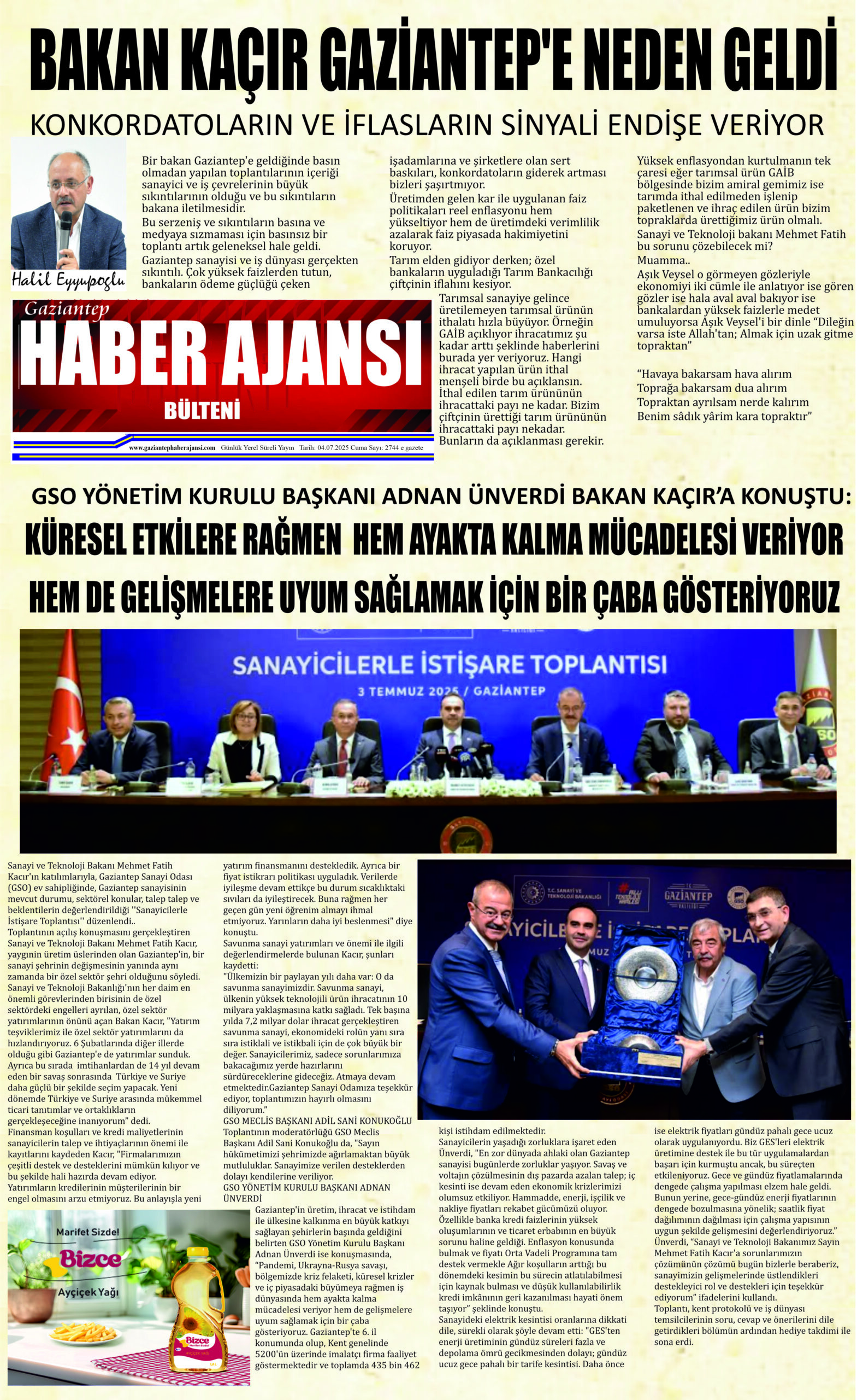 Gaziantep Haber Ajansı Bülteni Cuma 04.07.2025 e gazete