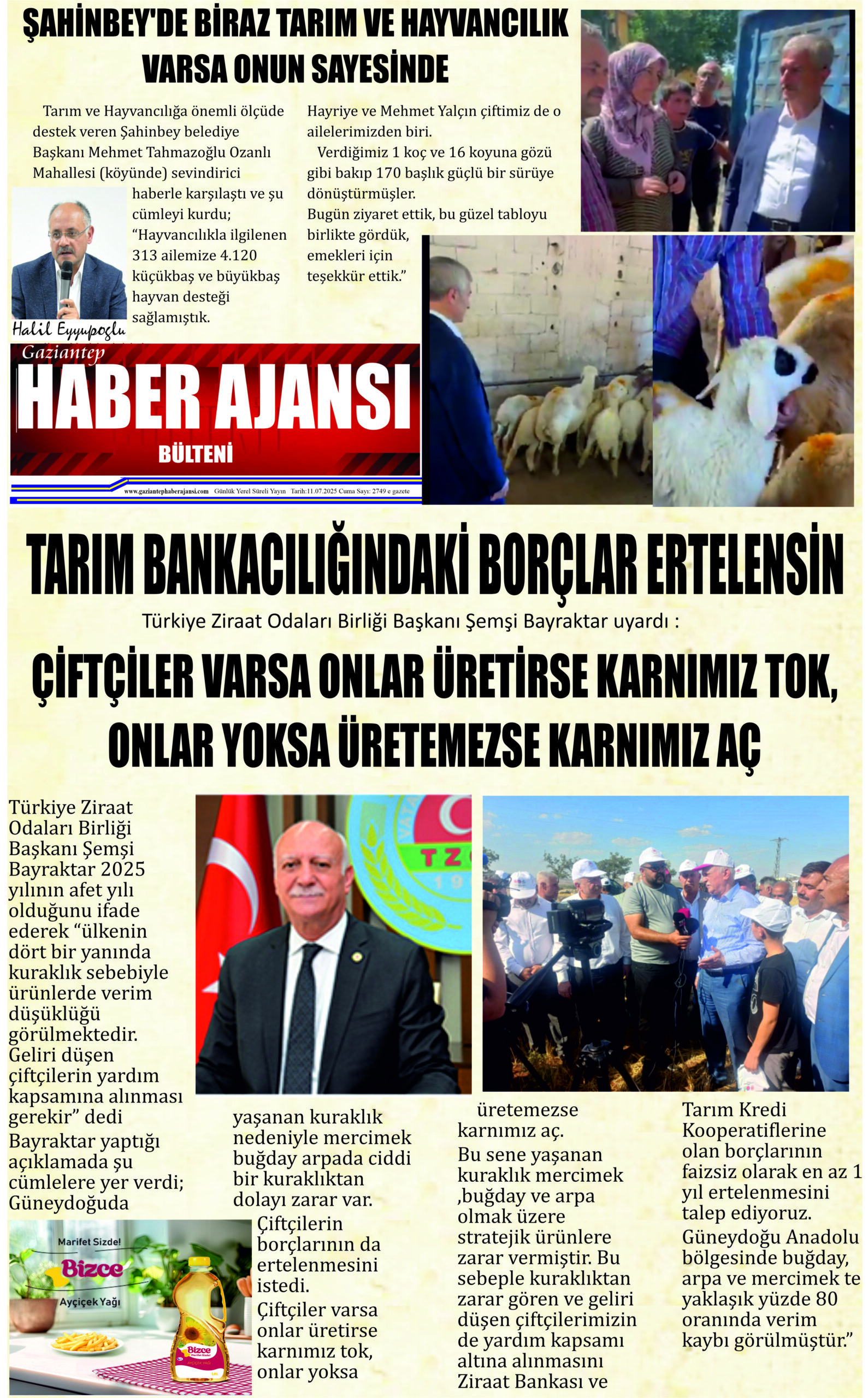 Gaziantep Haber Ajansı Bülteni Cuma 11.07.2025 e gazete