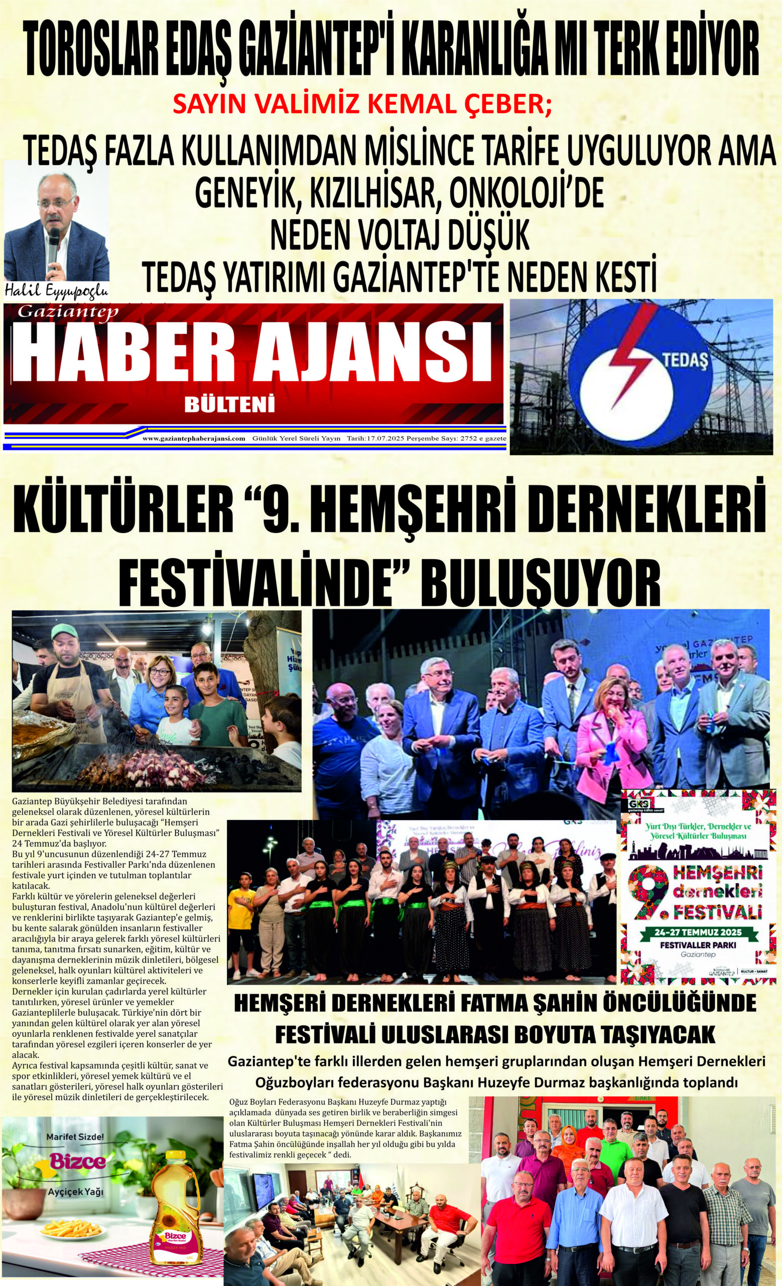 Gaziantep Haber Ajansı Bülteni Perşembe 17.07.2025 e gazete