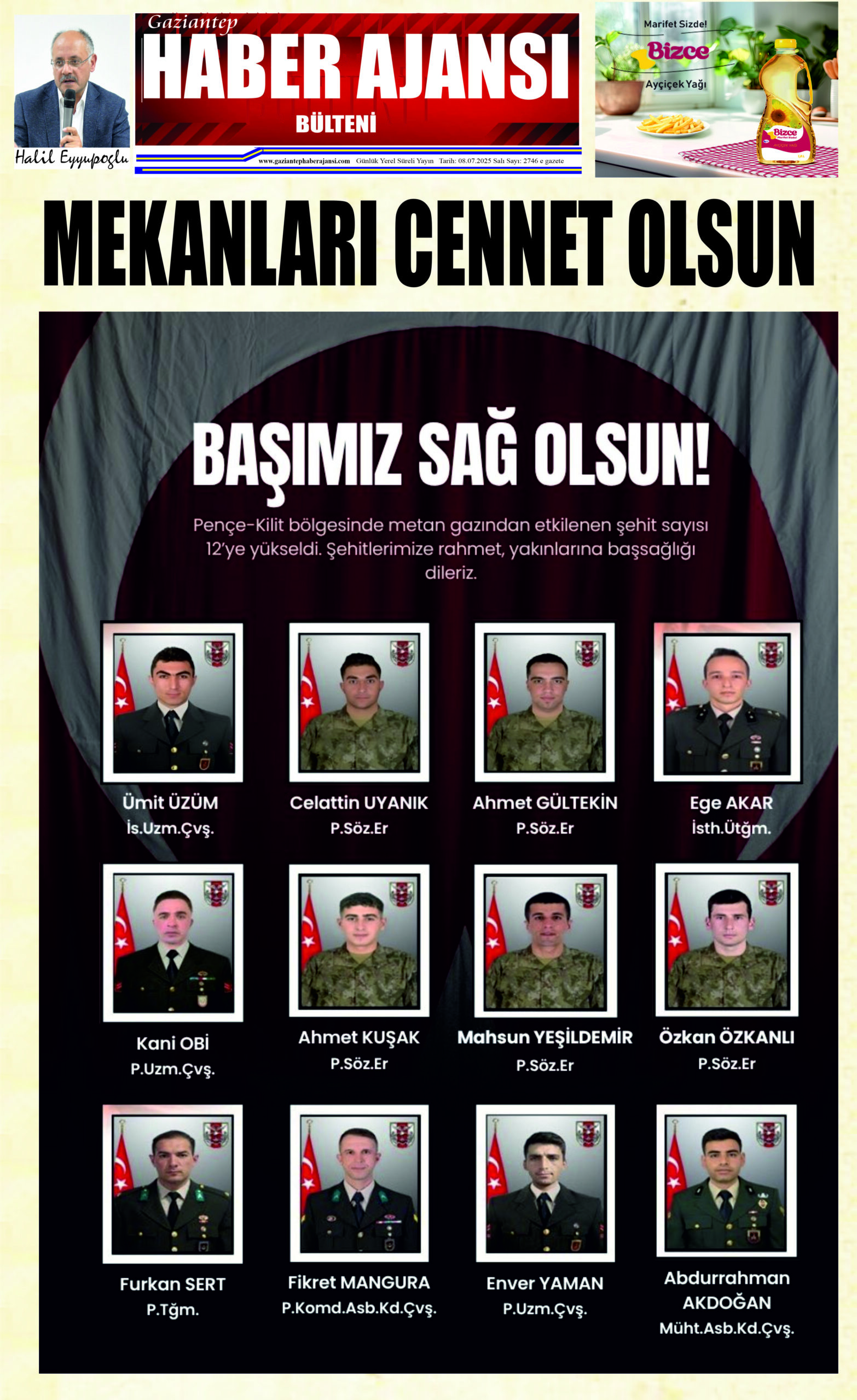 Gaziantep Haber Ajansı Bülteni Salı 08.07.2025 e gazete