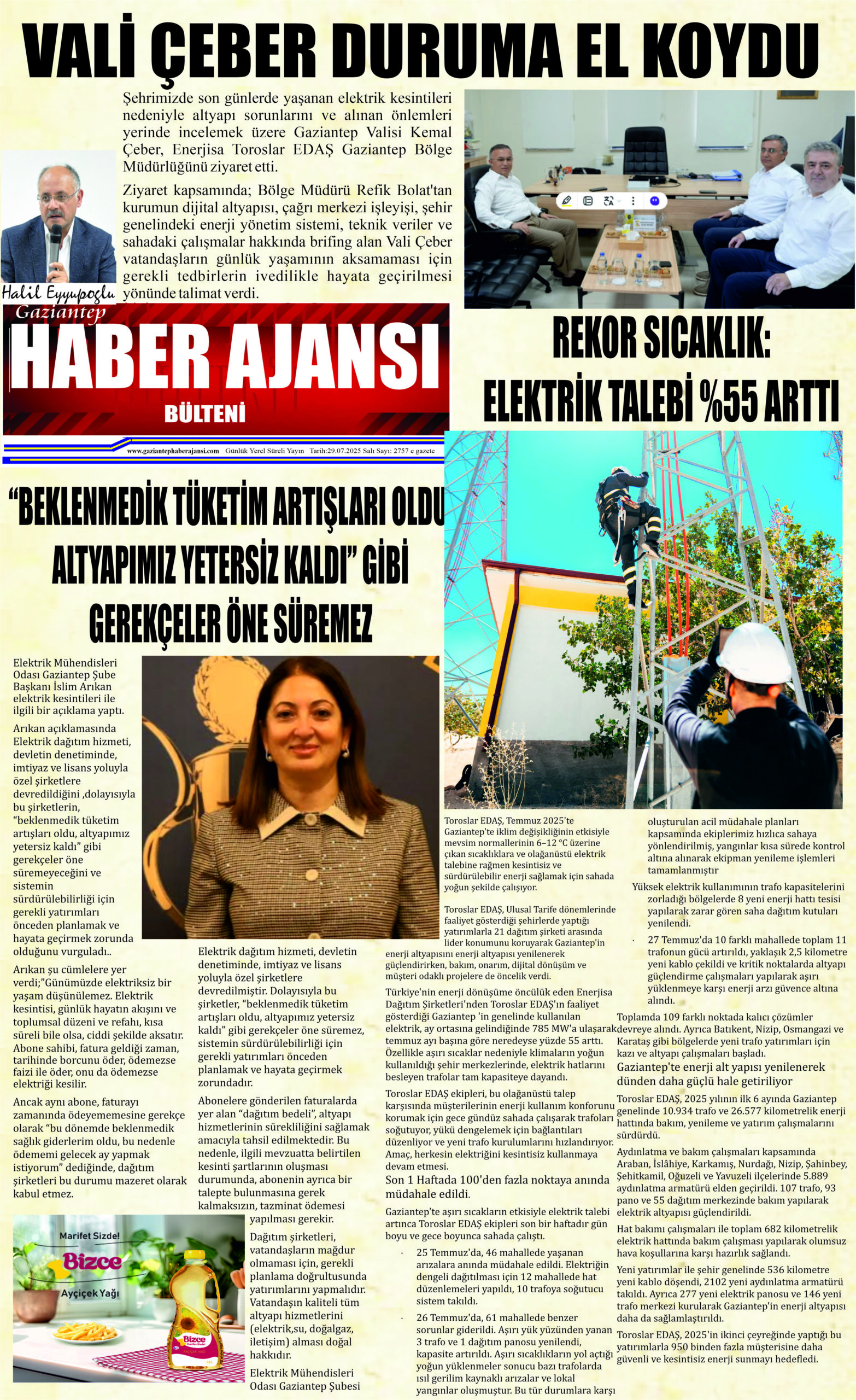 Gaziantep Haber Ajansı Bülteni Salı 29.07.2025 e gazete