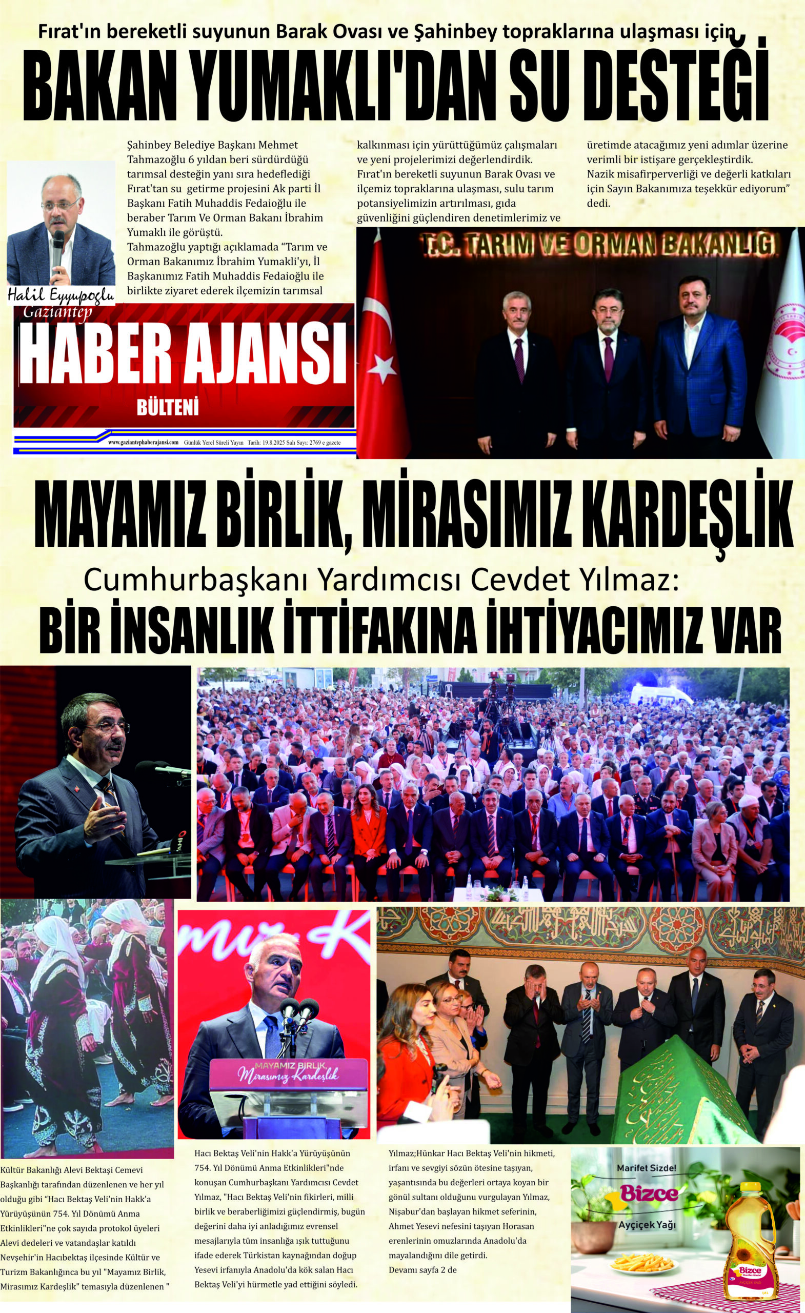 Gaziantep Haber Ajansı Bülteni Salı 19.08.2025 e gazete