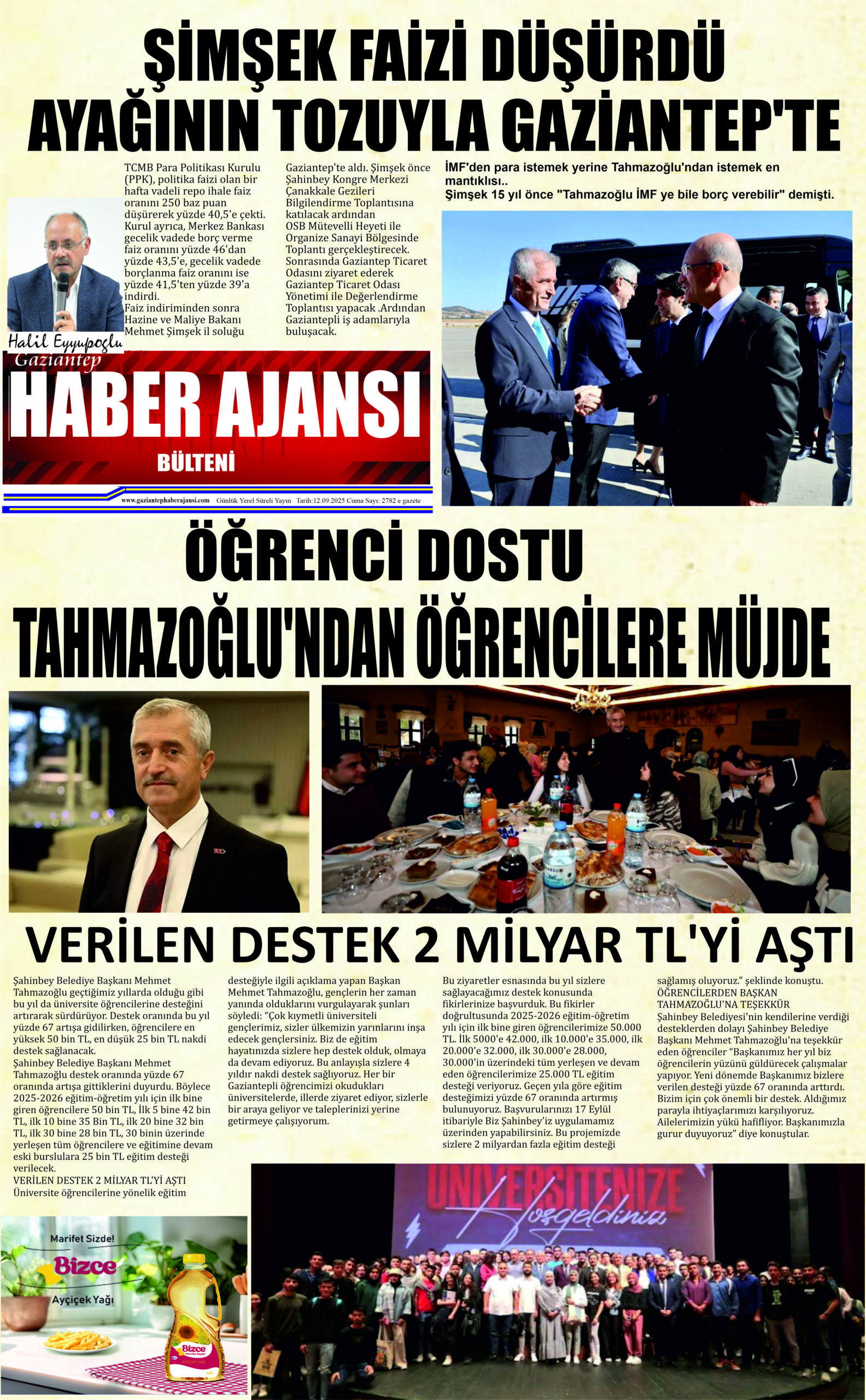 Gaziantep Haber Ajansı Bülteni Cuma 12.09.2025 e gazete