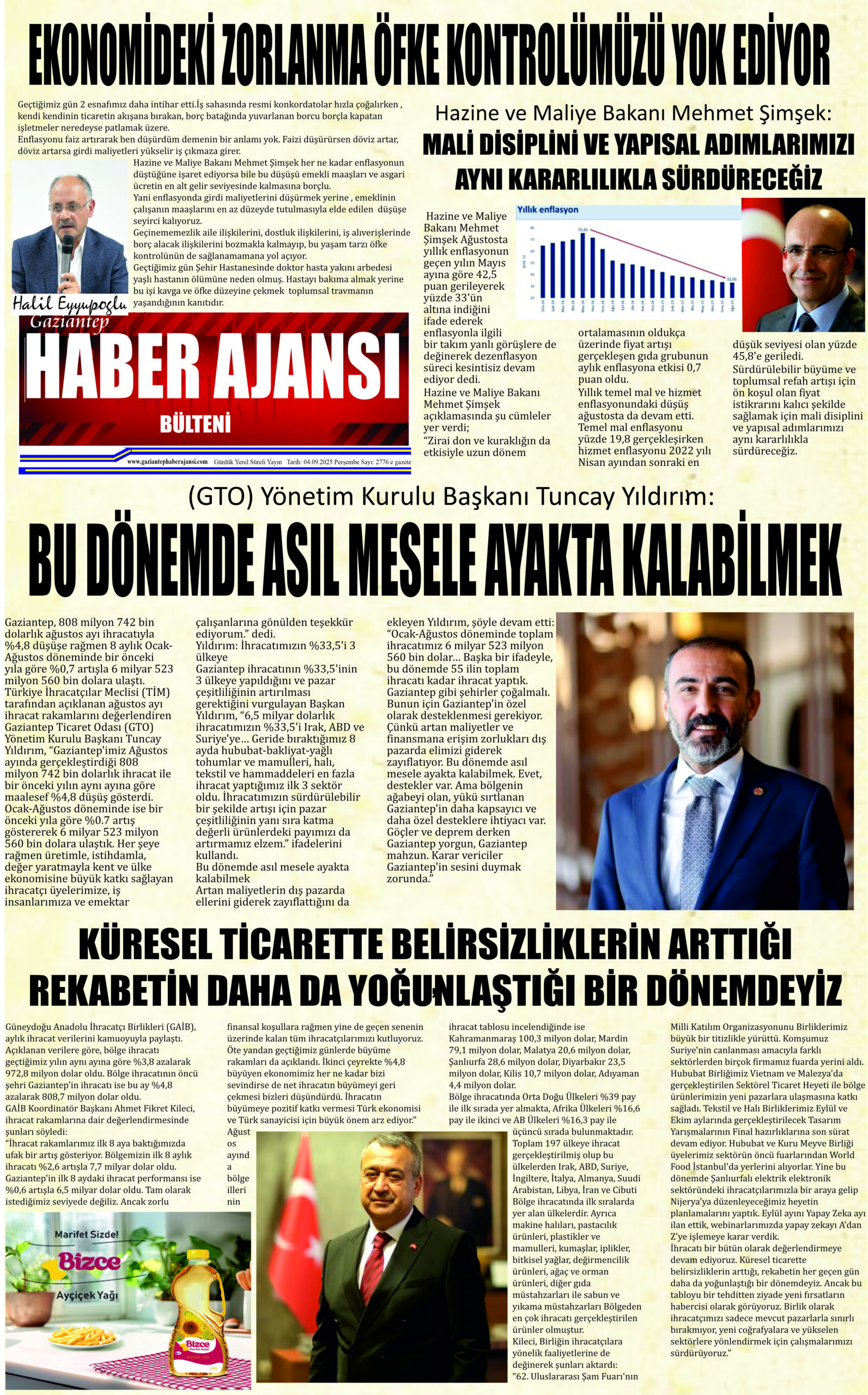 Gaziantep Haber Ajansı Bülteni Perşembe 04.09.2025 e gazete
