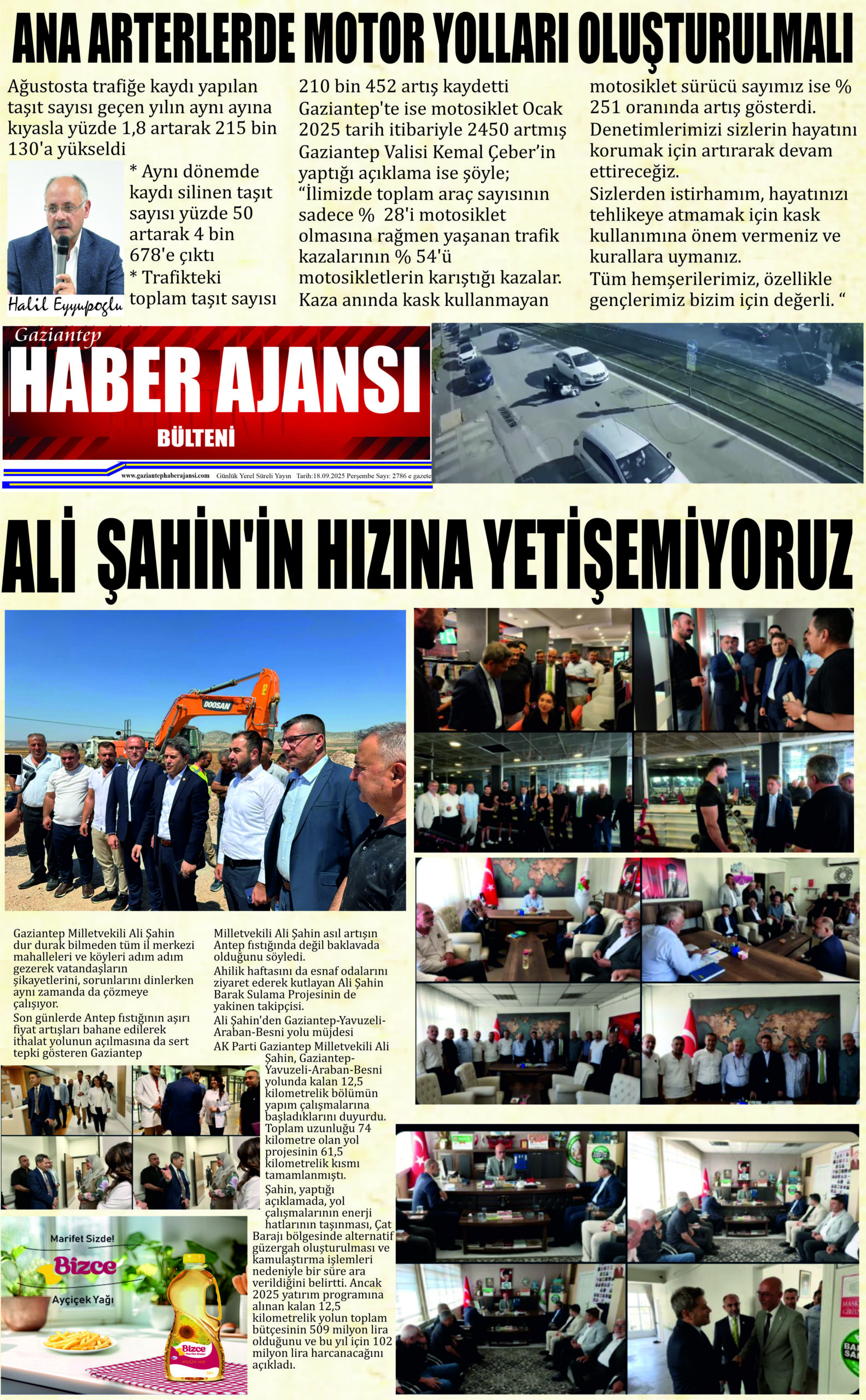 Gaziantep Haber Ajansı Bülteni Perşembe 18.09.2025 e gazete