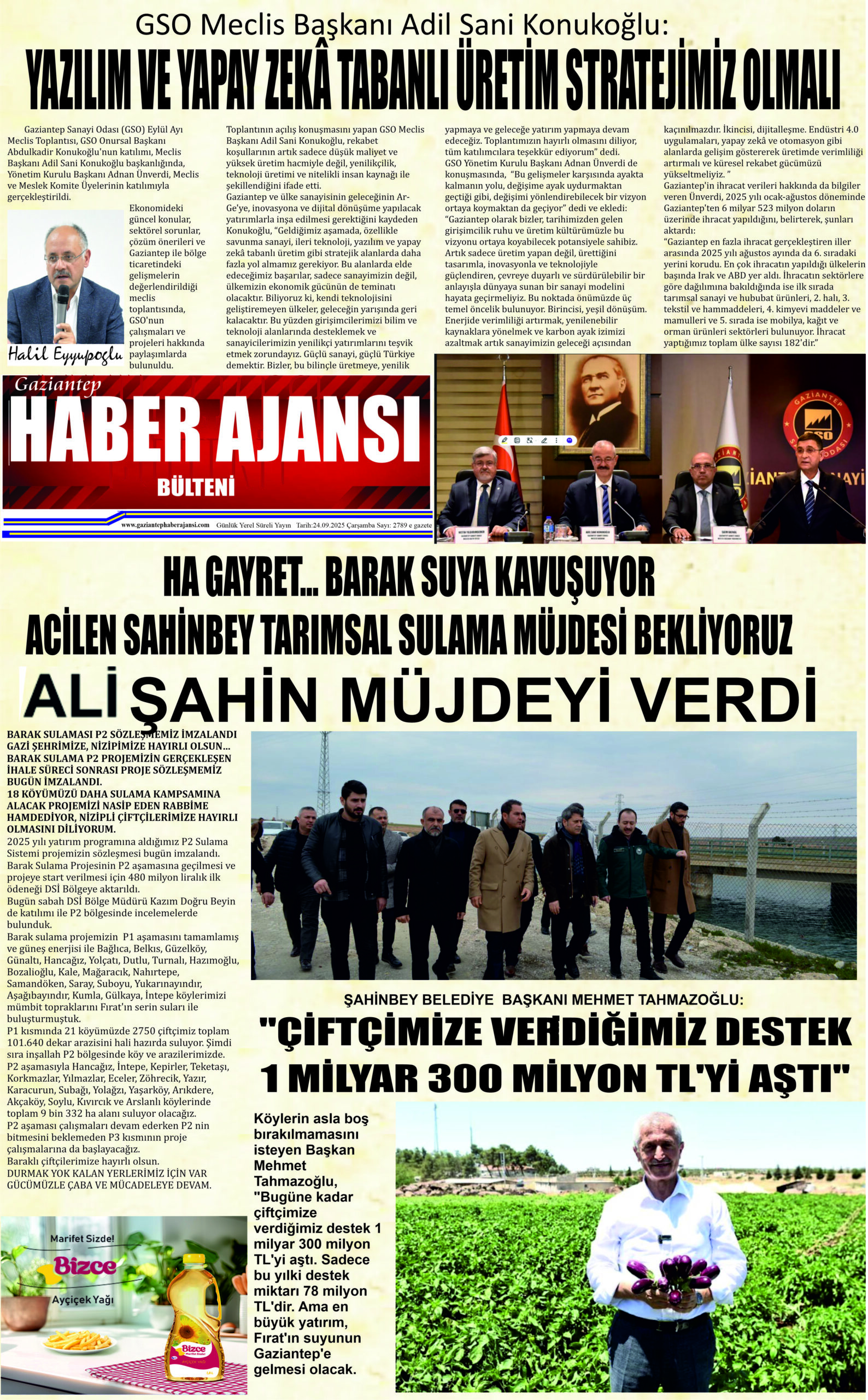 Gaziantep Haber Ajansı Bülteni Perşembe 25.09.2025 e gazete