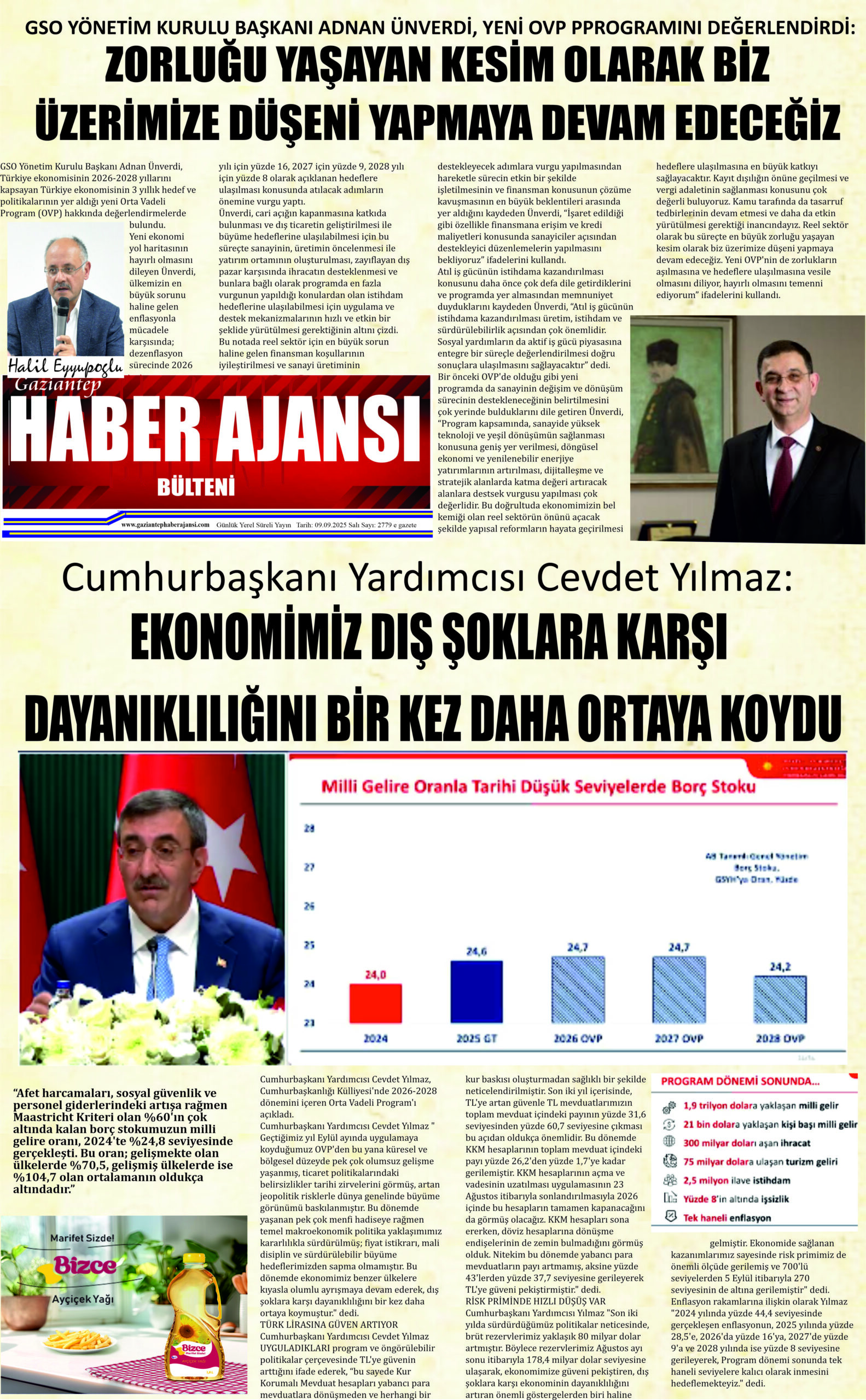 Gaziantep Haber Ajansı Bülteni Salı 09.09.2025 e gazete